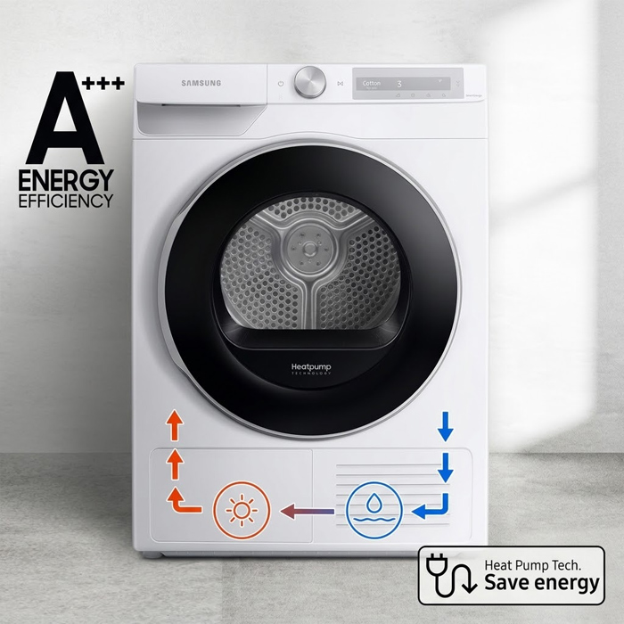 Samsung Pengering AI Dryer Hygiene Care Front Loading 9 kg - DV90T6240LB